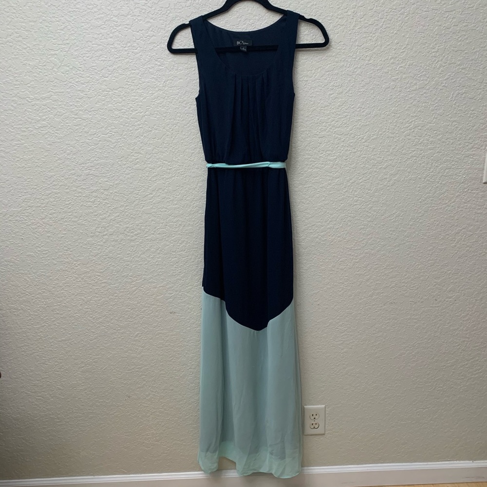 Two tone maxi dress sleeveless blue and turquoise